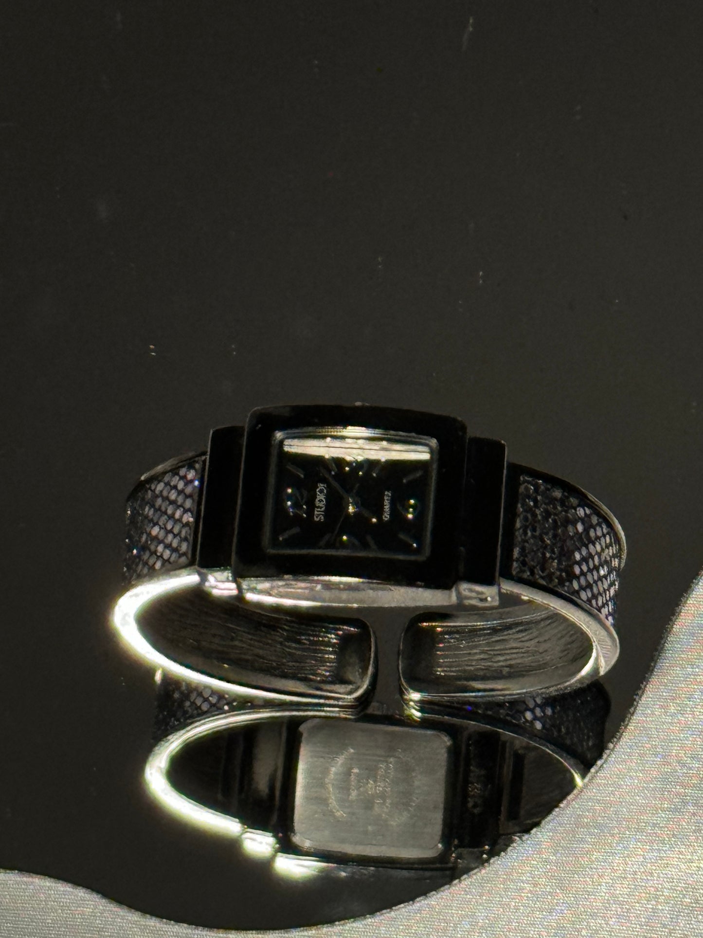 Cassie Black Embellished Retro Watch
