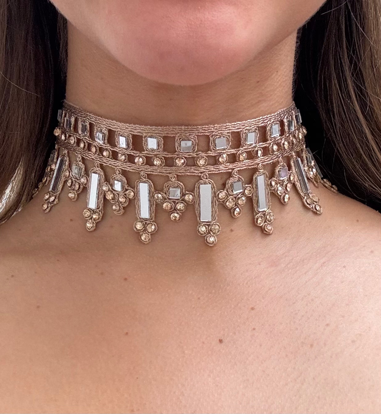 Embellished Chocker in Rose Gold