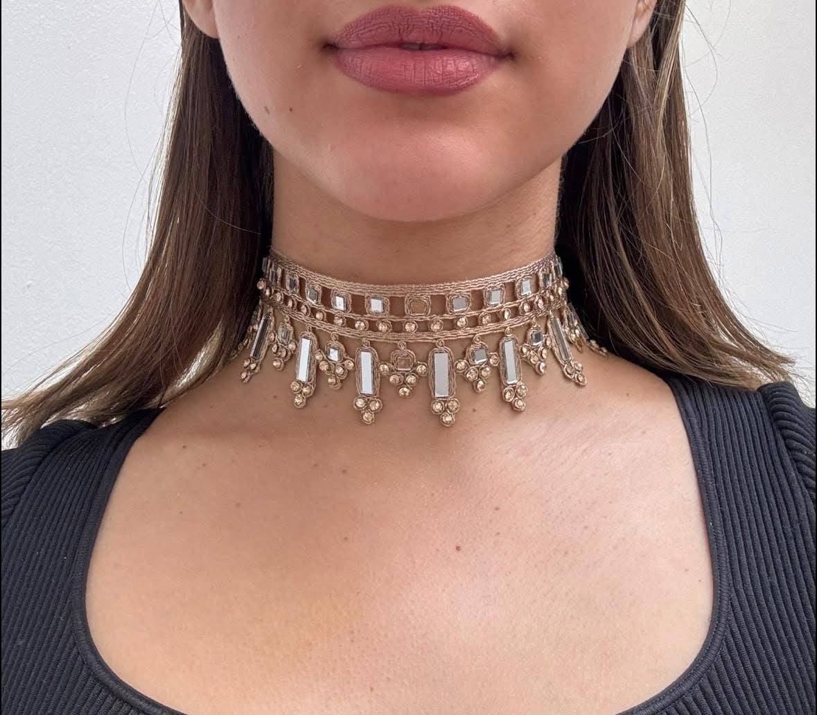 Embellished Chocker in Rose Gold