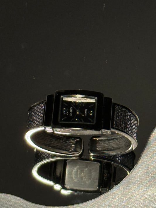 Cassie Black Embellished Retro Watch